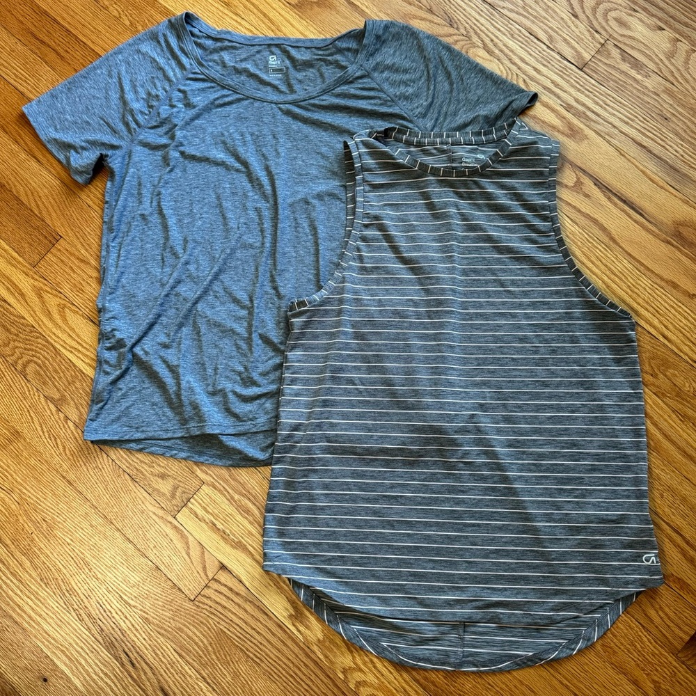 Gap Fit | Set of 2 Workout Tops | Gray and Gray/Pink | Size S